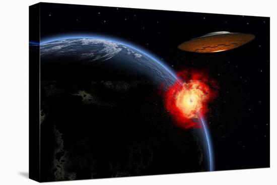 An Orbiting Ufo Launches a Deadly Attack Upon the Surface of Earth-null-Stretched Canvas