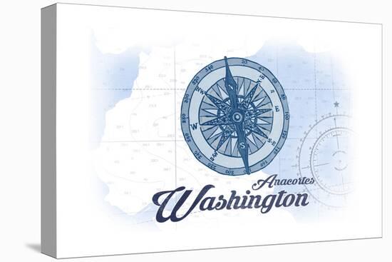 Anacortes, Washington - Compass - Blue - Coastal Icon-Lantern Press-Stretched Canvas