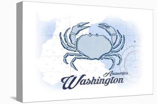 Anacortes, Washington - Crab - Blue - Coastal Icon-Lantern Press-Stretched Canvas
