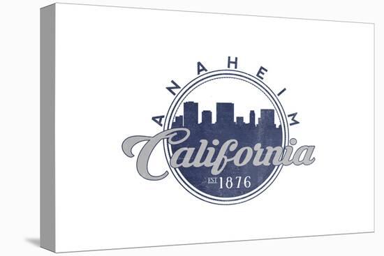 Anaheim, California - Skyline Seal (Blue)-Lantern Press-Stretched Canvas