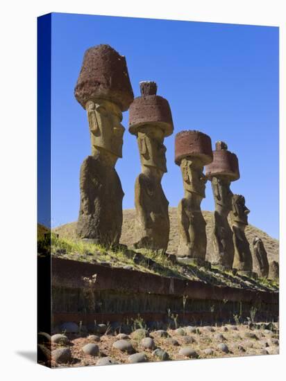 Anakena Beach, Monolithic Giant Stone Moai Statues of Ahu Nau Nau, Rapa Nui, Chile-Gavin Hellier-Premier Image Canvas