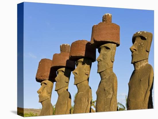 Anakena Beach, Monolithic Giant Stone Moai Statues of Ahu Nau Nau, Rapa Nui, Chile-Gavin Hellier-Premier Image Canvas