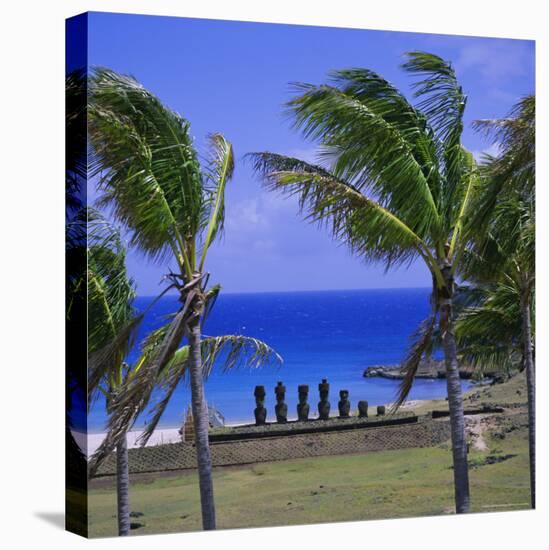 Anakena Beach with Ahu Nau Nau, Easter Island, Chile, Pacific-Geoff Renner-Premier Image Canvas