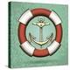 Anchor and Lifebuoy in Retro Style. Colorful Illustration-Olena Bogadereva-Stretched Canvas