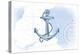 Anchor - Blue - Coastal Icon-Lantern Press-Stretched Canvas