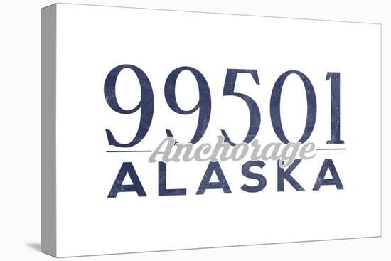 Anchorage, Alaska - 99501 Zip Code (Blue)-Lantern Press-Stretched Canvas