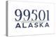Anchorage, Alaska - 99501 Zip Code (Blue)-Lantern Press-Stretched Canvas