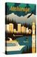 Anchorage, Alaska - Retro Skyline-Lantern Press-Stretched Canvas