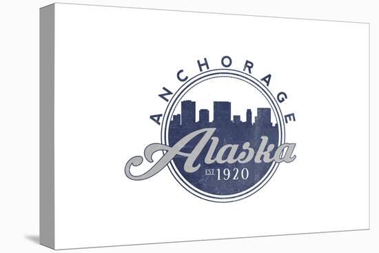 Anchorage, Alaska - Skyline Seal (Blue)-Lantern Press-Stretched Canvas