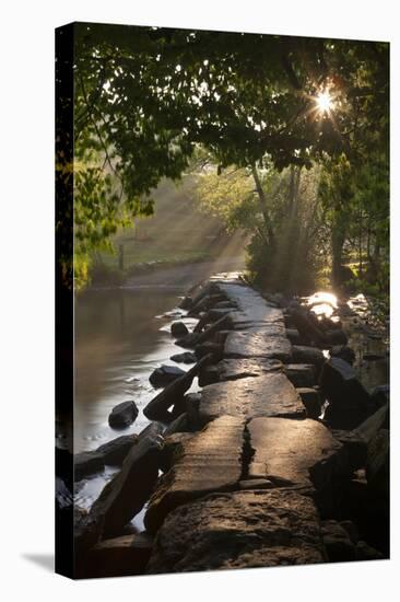 Ancient Clapper Bridge Tarr Steps Spanning the River Barle in Exmoor, Somerset, England-Adam Burton-Premier Image Canvas