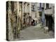 Ancient Cobbled Street and Houses, Rue Du Petit Fort, Dinan, Cotes-D'Armor, Brittany-Peter Richardson-Premier Image Canvas