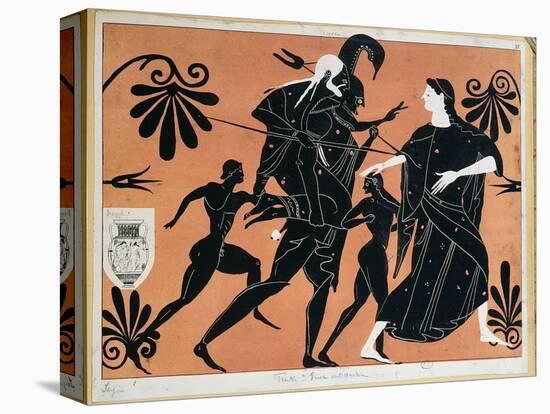 Ancient Greek Vase: The Flight of Aeneas from Troy, with Sons and Carrying His Father Anchises-null-Premier Image Canvas