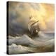 Ancient Sailing Vessel In Stormy Sea-balaikin2009-Stretched Canvas