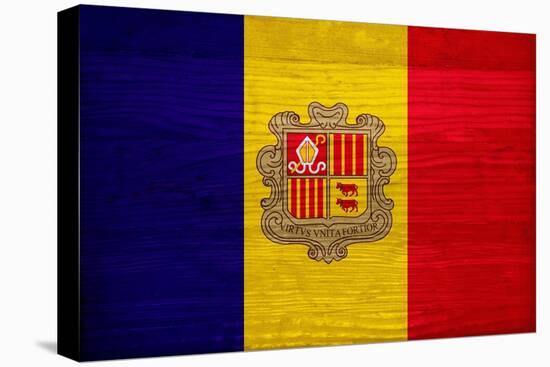 Andorra Flag Design with Wood Patterning - Flags of the World Series-Philippe Hugonnard-Stretched Canvas