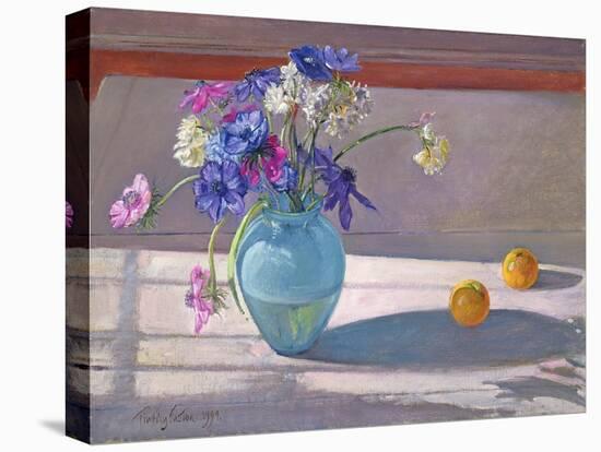 Anemones and a Blue Glass Vase, 1994-Timothy Easton-Premier Image Canvas