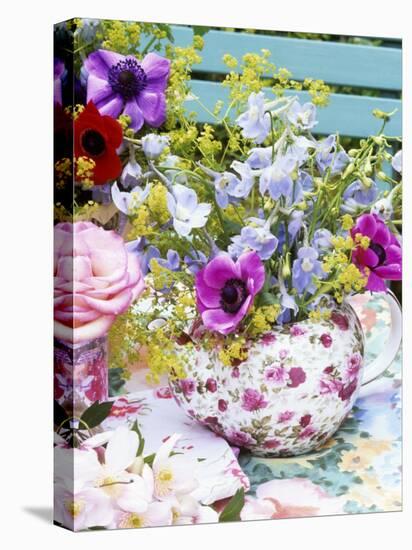 Anemones and Delphiniums in a Teapot-Linda Burgess-Premier Image Canvas