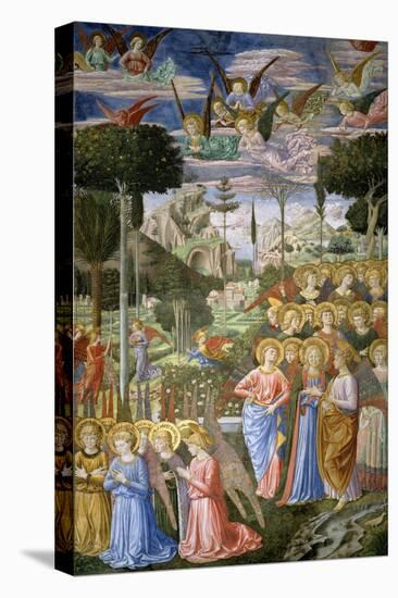 Angels in a Heavenly Landscape, Right Hand Wall of Apse, Journey of the Magi Cycle, Chapel, c.1460-Benozzo di Lese di Sandro Gozzoli-Premier Image Canvas