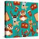 Animal Hipsters Seamless Background-Macrovector-Stretched Canvas