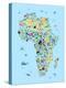 Animal Map of Africa for children and kids-Michael Tompsett-Stretched Canvas