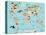 Animal Map of the World for Children and Kids-Moloko88-Stretched Canvas