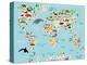 Animal Map of the World for Children and Kids-Moloko88-Stretched Canvas