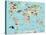 Animal Map of the World for Children and Kids-Moloko88-Stretched Canvas