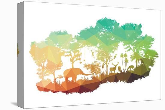 Animal of Wildlife including Elephant, Monkeys, Deers, Rabbits, Birds-ananaline-Stretched Canvas