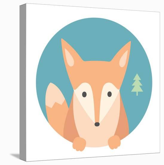 Animal Set. Portrait in Flat Graphics - Fox-sonyakamoz-Stretched Canvas