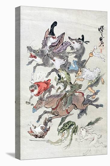 Animals and Ambhipibians in a Hunting Scene, 20th Century-null-Premier Image Canvas