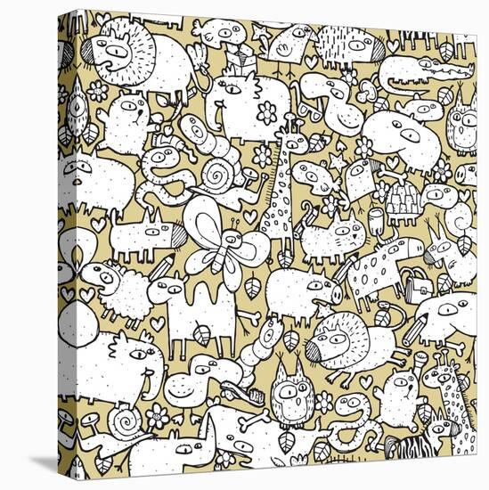 Animals and Objects Seamless Pattern-vook-Stretched Canvas