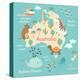 Animals World Map Australia-coffeee_in-Stretched Canvas