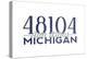 Ann Arbor, Michigan - 48104 Zip Code (Blue)-Lantern Press-Stretched Canvas