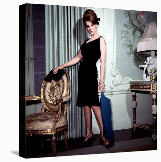 Ann-Margret, in French Drawing Room, Posing in Black Dress, 1960s-null-Stretched Canvas