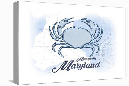 Annapolis, Maryland - Crab - Blue - Coastal Icon-Lantern Press-Stretched Canvas