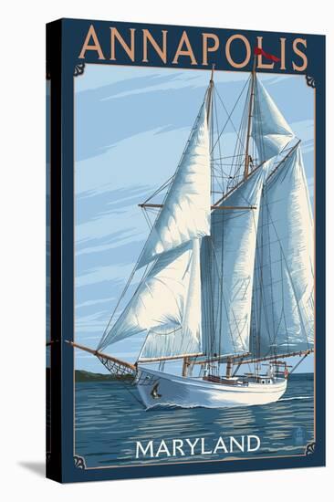 Annapolis, Maryland - Sailboat Scene-Lantern Press-Stretched Canvas