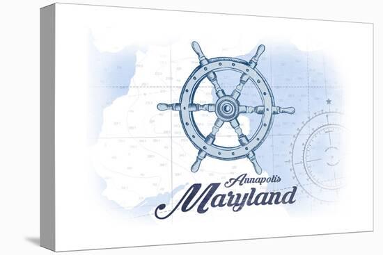 Annapolis, Maryland - Ship Wheel - Blue - Coastal Icon-Lantern Press-Stretched Canvas