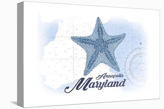 Annapolis, Maryland - Starfish - Blue - Coastal Icon-Lantern Press-Stretched Canvas