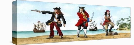 Anne Bonny, John 'Calico Jack' Rackam and Mary Read, 18th Century Pirates-Karen Humpage-Premier Image Canvas