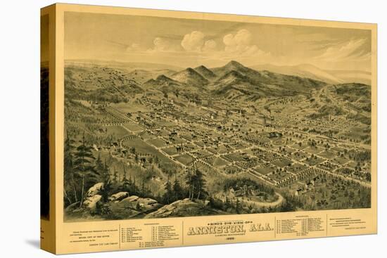 Anniston, Alabama - Panoramic Map-Lantern Press-Stretched Canvas