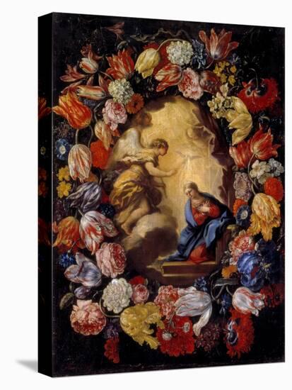 Annunciation in a Floral Wreath-Carlo Maratti-Premier Image Canvas