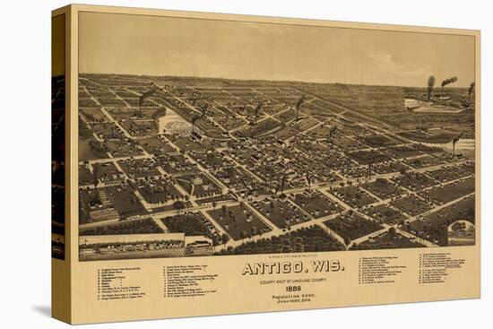 Antigo, Wisconsin - Panoramic Map - Antigo, WI-Lantern Press-Stretched Canvas