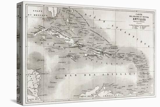 Antilles Old Map. Created By Vuillemin And Erhard, Published On Le Tour Du Monde, Paris, 1860-marzolino-Stretched Canvas