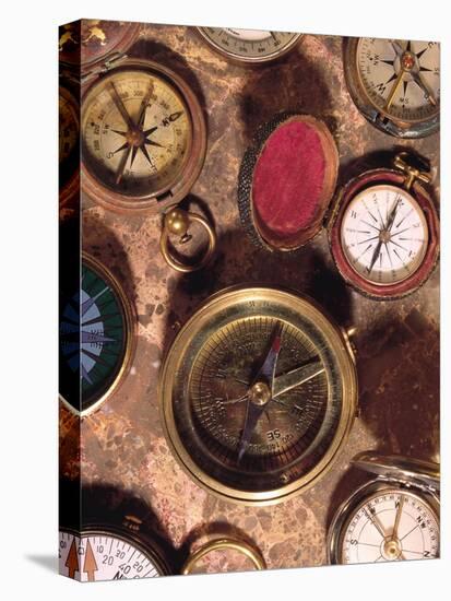 Antique Compass Collage-Vision Studio-Stretched Canvas