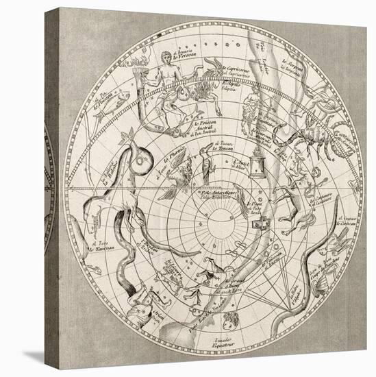 Antique Illustration Of Celestial Planisphere (Southern Hemisphere) With Constellations-marzolino-Stretched Canvas