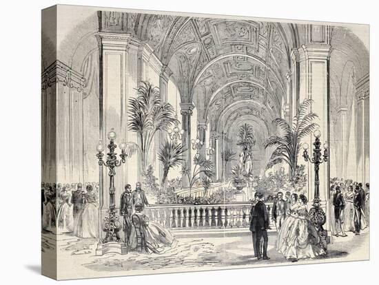 Antique Illustrtation of Tropical Garden at Hotel De Ville Interior, Paris. Original, from Drawing-marzolino-Premier Image Canvas