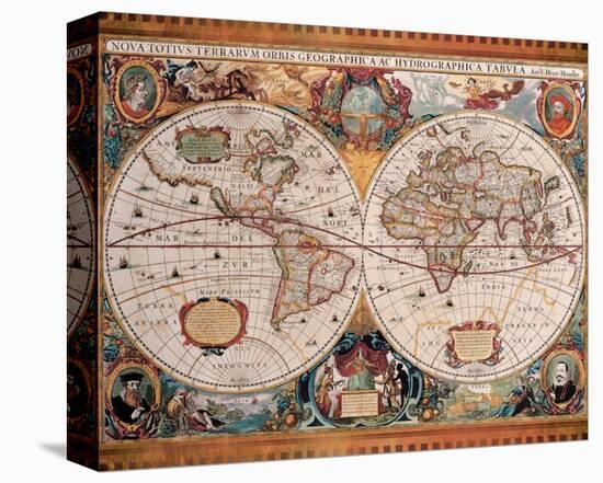 Antique Map, Geographica, c.1630-Henricus Hondius-Stretched Canvas