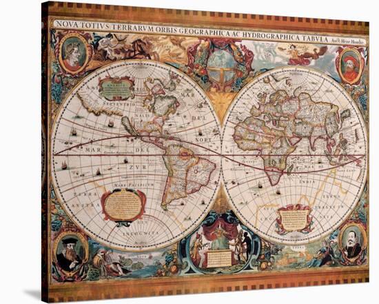 Antique Map, Geographica, c.1630-Henricus Hondius-Stretched Canvas