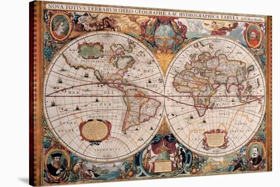 Antique Map, Geographica, Ca. 1630-Henricus Hondius-Stretched Canvas