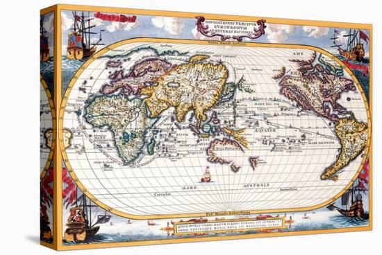 Antique Map, Navigation Map, 1710-Heinrich Schrer-Stretched Canvas