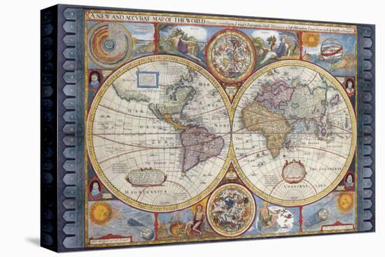 Antique Map, New Map of the World, 1626-John Speed-Stretched Canvas